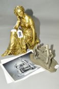 A LATE 19TH CENTURY BRONZE FIGURE OF SAPPHO, height 22cm together with a Franklin Mint statuette