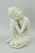 A LARGE CERAMIC ORIENTAL SEATED FIGURE, approximate height 35cm