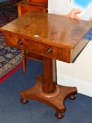 A VICTORIAN WALNUT SIDE TABLE with a single drawer above a tapering octagonal support on a triform