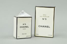 CHANEL No5 EAU DE PARFUM, 50ml (missing cellophane but unopened) and a smaller unopened 7ml