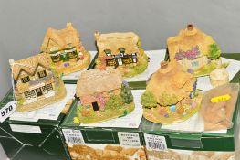 SIX BOXED LILLIPUT LANE SCULPTURES, to include 'Candlelight Cottage' L2824, (illuminated