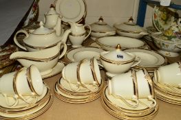 ROYAL DOULTON 'ANDOVER' PATTERN EIGHT PLACE TEA/DINNER SERVICE, to include two tureens, serving