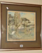 JEKA KEMP (BRITISH 1876-1967), untitled, watercolour depicting a woodland scene, signed lower
