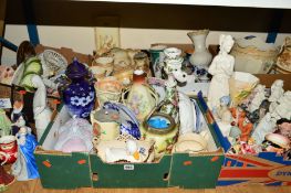 SIX BOXES AND LOOSE ASSORTED CERAMICS, PICTURES ETC, to include Crown Devon Fieldings, Franklin