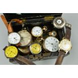 A MISCELLANEOUS COLLECTION OF POCKET WATCHES AND WRISTWATCHES to include an early 20th Century