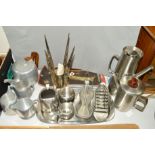 A PARCEL OF OLD HALL STAINLESS STEEL TABLE WARES to include a tall Superavon tapering coffee pot,