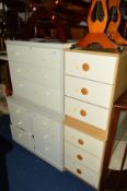 FIVE VARIOUS MODERN CHEST OF DRAWERS/BEDSIDE CABINETS