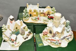 THREE BOXED LILLIPUT LANE SNOW COVERED ILLUMINATED SCULPTURES, 'The Old Forge at Belton' L2922, '
