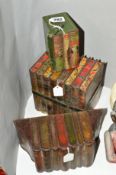 THREE HUNTLEY & PALMERS LITHOGRAPHED TIN PLATE BISCUIT TINS IN THE FORM OF LEATHER BOUND BOOKS,