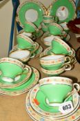 A ROYAL DOULTON PART TEA SET FOR TWELVE SETTINGS, transfer printed with hand painted accents,