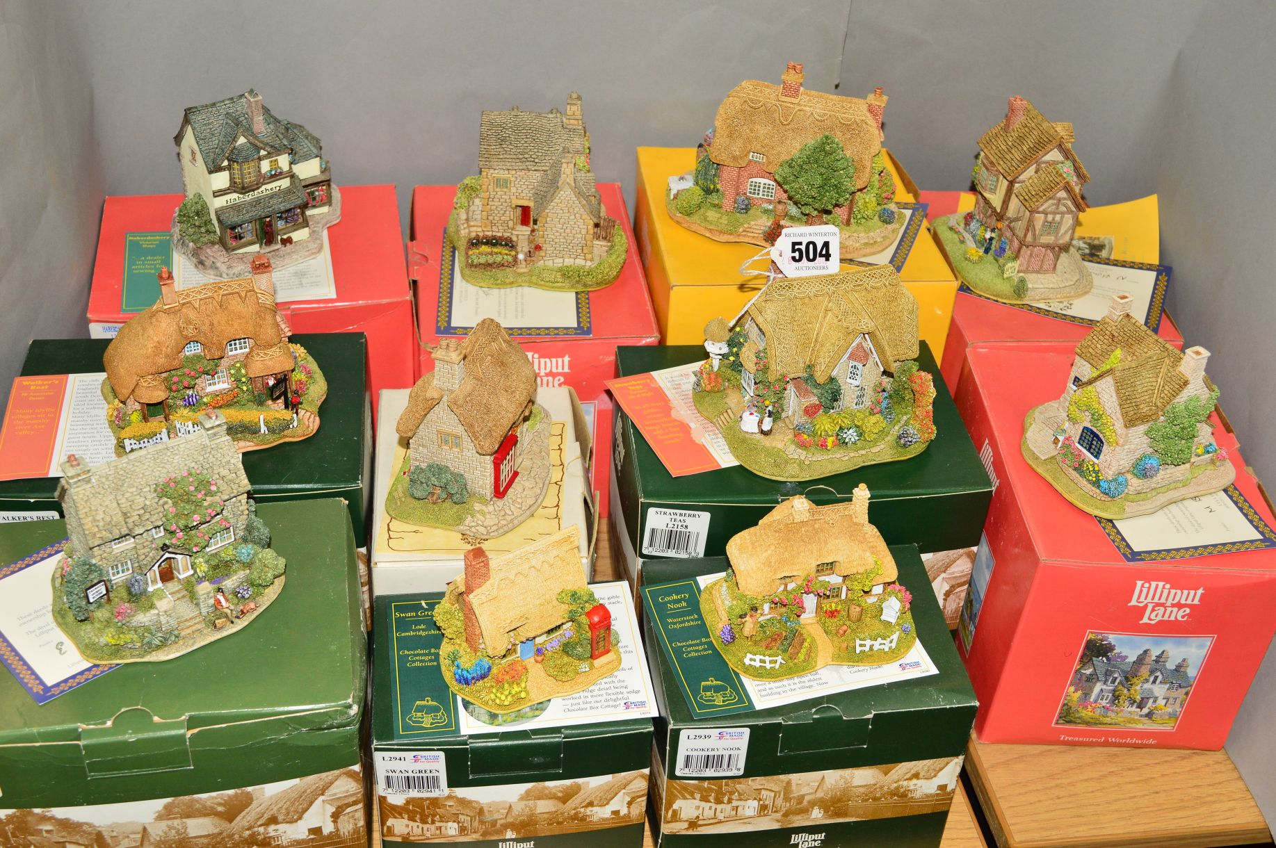 ELEVEN BOXED LILLIPUT LANE SCULPTURES to include four from the English Tea Room Collection, '