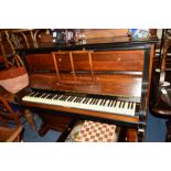 A VICTORIAN ROSEWOOD UPRIGHT PIANO, marked RUD.IBACK SOHN, Barmen, Germany