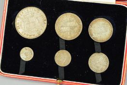 A CASED SET OF GEORGE VI 1937 COINS to include a crown, a half crown, a two shilling and a three