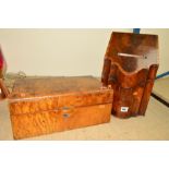 A MAHOGANY KNIFE BOX CONVERTED TO A POST BOX, no interior fittings, together with a distressed