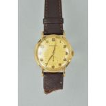 A 9CT GOLD MID 20TH CENTURY GENTS GARRARD WRISTWATCH, round case measuring approximately 34mm in
