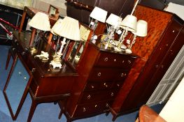 A STAG MINISTRAL FIVE PIECE BEDROOM SUITE comprising of a two door wardrobe, dressing table with