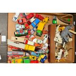 A QUANTITY OF UNBOXED AND ASSORTED PLAYWORN DIECAST VEHICLES, Match, Corgi Junior etc, with a