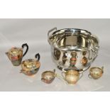 A LATE VICTORIAN SILVER TWIN HANDLED SUGAR BOWL AND SUGAR TONGS, both Sheffield 1900, 7.1ozt, 223