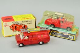 TWO BOXED DINKY TOY FIRE ENGINES, Land Rover No282, still sealed in original packaging, some