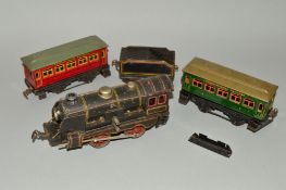 A KRAUS-FANDOR 0-4-0 ELECTRIC LOCOMOTIVE, black livery with red and gold lining, playworn