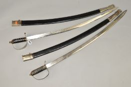 TWO INDIAN SABRE SWORDS WITH SCABBARDS
