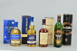 FOUR BOTTLES OF SINGLE MALT, to include a bottle of Glen Moray Speyside Single Malt Scotch Whisky,