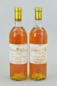 TWO BOTTLES OF CHATEAU CLIMENS 1ER CRU 1976 SAUTERNES-BARSAC, fill level low neck, seal intact