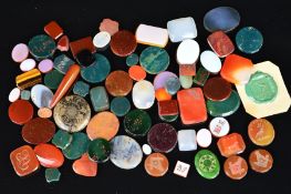 A SELECTION OF LOOSE FOB PANELS, mainly gem panels to include bloodstone, carnelian, chalcedony,