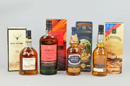 FOUR BOTTLES OF SINGLE MALT, to include a bottle of Old Pulteney Single Malt Scotch Whisky, aged