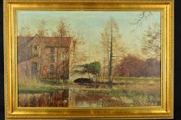 W.R. JENNINGS (BRITISH 1927-2005), a derelict mill building with ducks on the mill stream, oil on