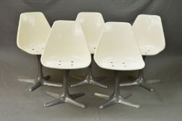 MAURICE BURKE FOR ARKANA, a set of five 1960's 115 swivel chairs on chrome bases (5) (condition: all