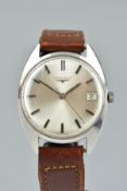 A MID TO LATE 20TH CENTURY GENT'S LONGINES WRISTWATCH, round stainless steel case measuring
