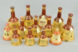 A COLLECTION OF THIRTEEN BELL'S 'BROWN & GOLD' WHISKY DECA,