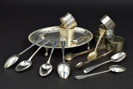 A GEORGE V OVAL SILVER WAITER, beaded edge, on four cabriole legs with claw and ball feet, makers