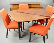 AN E GOMME / G-PLAN 1950'S/60'S TOLA AND BLACK DINING SUITE, comprising of an extending table with