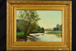 THOMAS FREDERICK MASON SHEARD (1866-1921), Trees beside a river, oil on canvas, signed lower left,