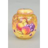 A ROYAL WORCESTER FRUIT STUDY GINGER JAR AND COVER, decorated by J. Reed, shape No.2826, printed and