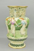 A ROYAL DOULTON FLOOR VASE OR STICK STAND, the neck printed with green and gilt foliate
