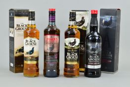 FOUR BOTTLES OF THE BLACK GROUSE SCOTCH WHISKY, to include The Smoky Black and The Alpha Edition,