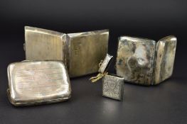 A GEORGE V SILVER CIGARETTE CASE, of bowed rectangular form, engine turned decoration with