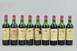 NINE BOTTLES OF CHATEAU MALESCOT ST EXUPERY MARGAUX 1974 3RD ER, GRAND CRU CLASSE EN 1855,