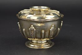 A GEORGE II SILVER SUGAR BOWL AND COVER BY ELIZABETH GOODWIN', LONDON 1730, of circular form, the