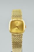 AN 18CT GOLD LADY'S ROLEX CELLINI WRISTWATCH, cushion shaped case measuring approximately 24mm x