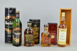 FOUR BOTTLES OF SINGLE MALT, to include a bottle of Single Speyside Malt Scotch Whisky, 'The