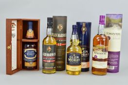 FOUR BOTTLES OF SINGLE MALT, to include a bottle of Glen Moray Single Speyside Malt Scotch Whisky,