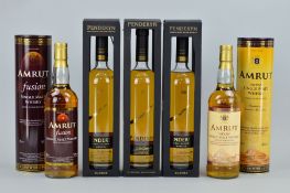 FIVE BOTTLES OF SINGLE MALT, to include a bottle of Penderyn Single Malt Welsh Whisky, 46% vol,