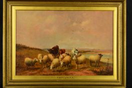 ATTRIBUTED TO THOMAS SIDNEY COOPER (BRITISH 1803-1902), Sheep and cattle in an expansive landscape