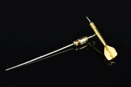 A LATE 20TH CENTURY 9CT GOLD TIE PIN, modelled realistically as a 'Dart', hallmarked 9ct gold,