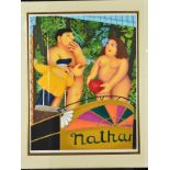 BERYL COOK (1926-2008), 'Adam and Eve' (Nathan's Hotdog's Stand), a woman painting a nude couple,