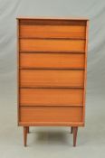 AUSTIN SUITE, a tall Teak chest of six drawers, with rosewood finish drawer handle fronts on four